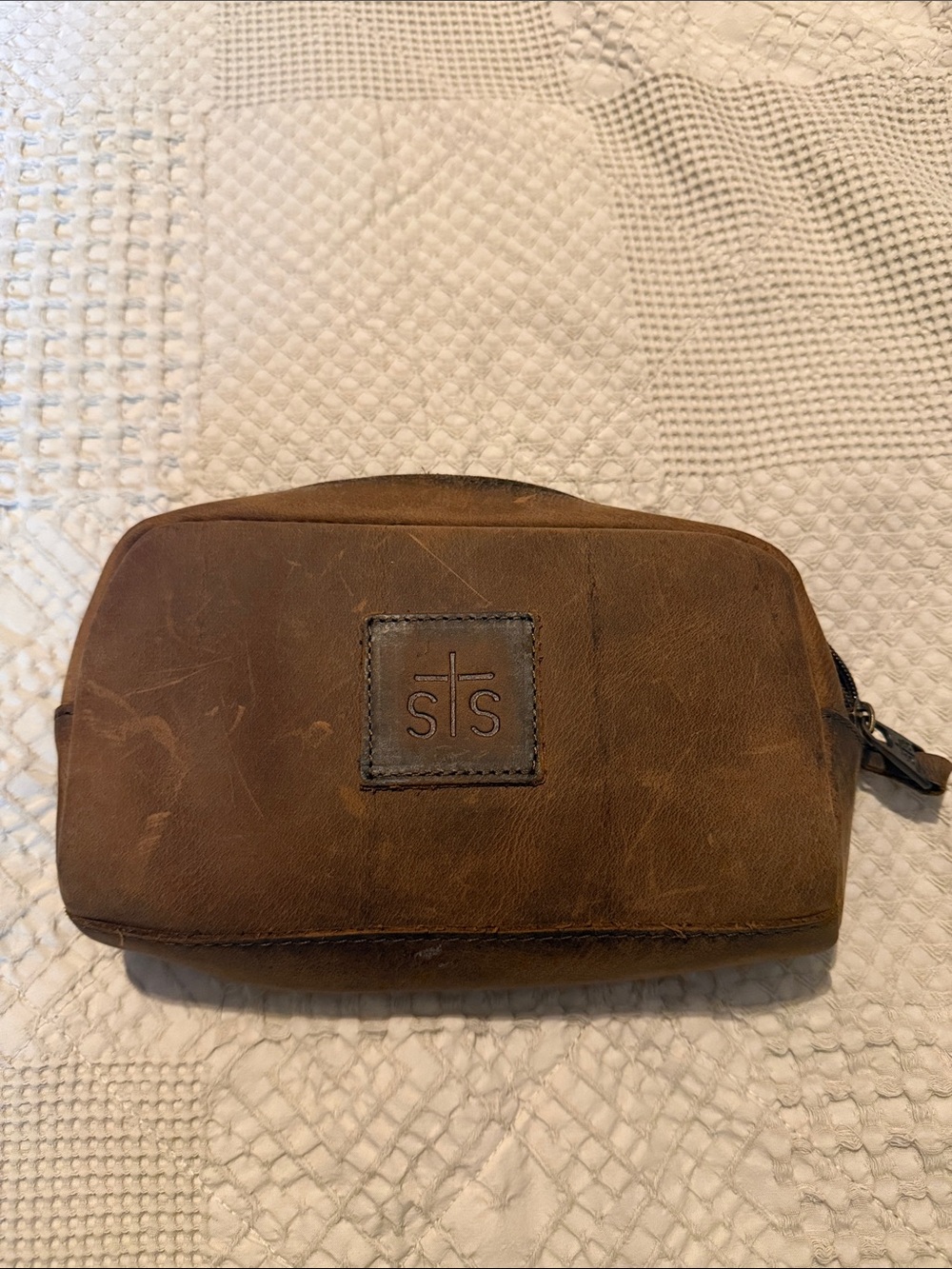 STS Ranchwear Brown Leather Dopp Kit Travel Toiletry Bag